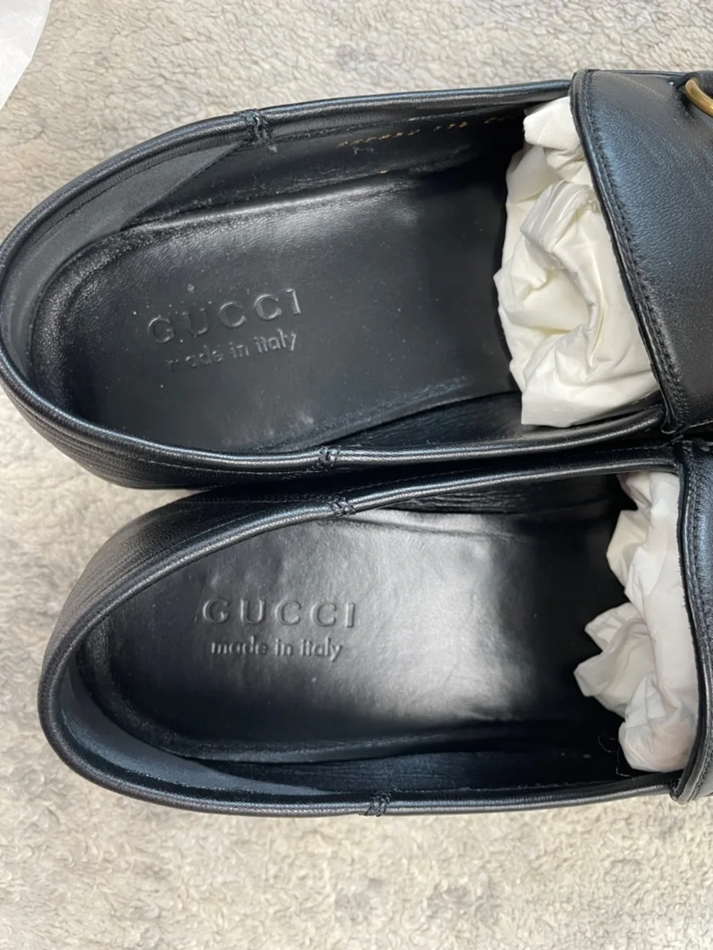 Gucci Black Leather Agnello Plonge Skull Wings Brixton Horsebit Loafers 11.5
